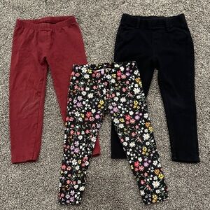 Floral and Solid Kids Leggings Set